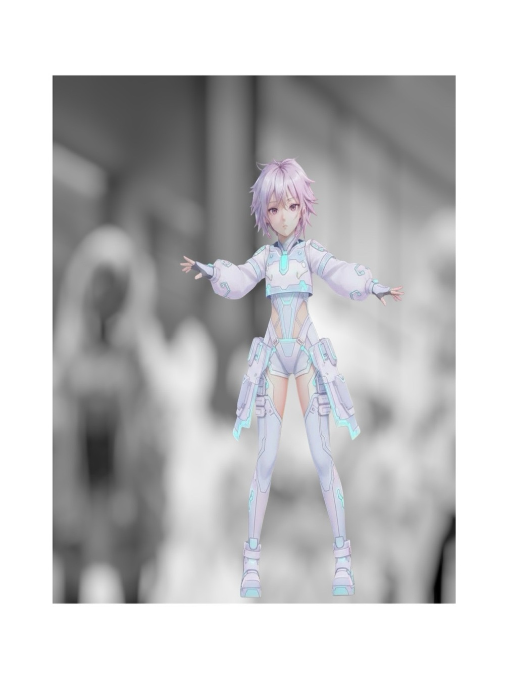 Futuristic Purple Anime Character  digital Art Poster